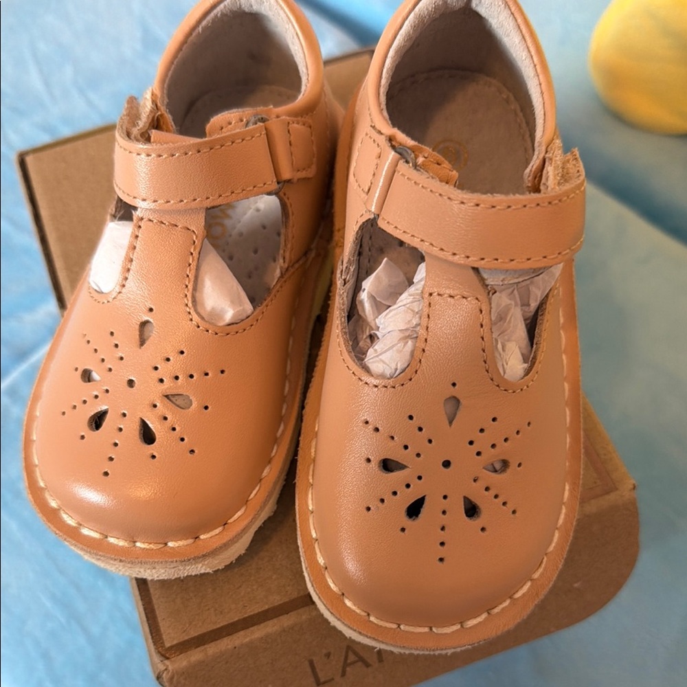 L'Amour Kids Alix Wedge Mary Jane Leather Shoes